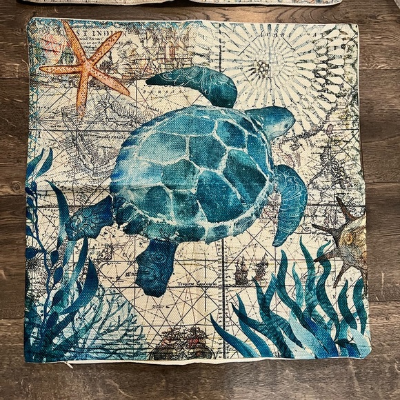 YY Home Set of 2 American Rustic Sea Life Pillow Covers NEW - Picture 4 of 6